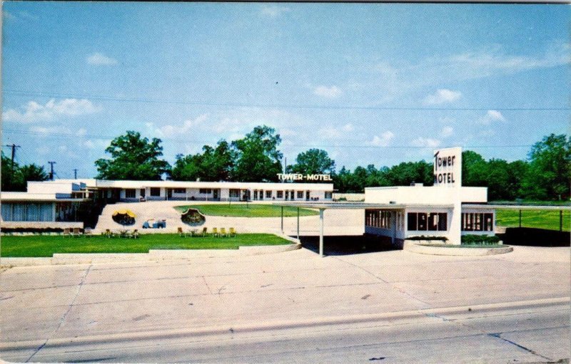 2~ca1950's Chrome Postcards  POPLAR BLUFF, MO Missouri  TOWER MOTEL  Roadside