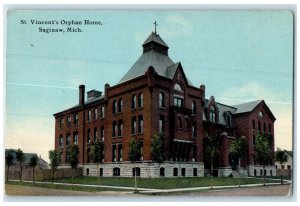 1914 St. Vincent Orphan Home Building Roadside Saginaw Michigan Antique Postcard