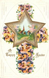 Vintage Postcard A Happy Easter Crucifix Landscape Holiday Special Greetings