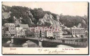 Old Postcard Belgium Dinant Bridge and rocks