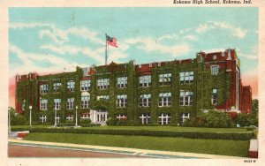 Vintage Postcard Kokomo High School Campus Building Kokomo Indiana KNA Pub.