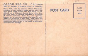 VINTAGE POSTCARD OLSON PARK AT OLSON RUG FACTORY CO. AT DIVERSEY CHICAGO 1940s