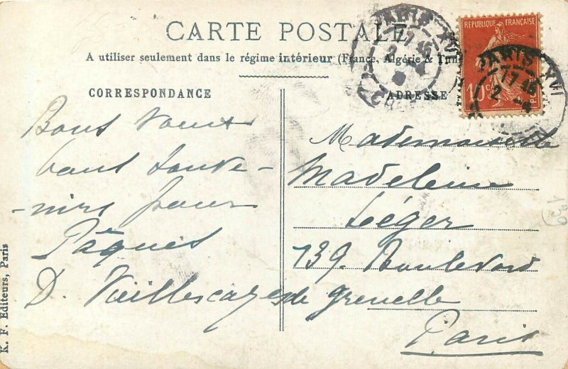 Vintage Postcard; Dressed Monkey Band Marches Down Street, posted France