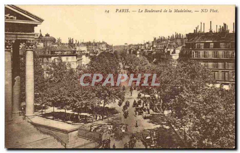 Old Postcard Paris Boulevard de la Madeleine