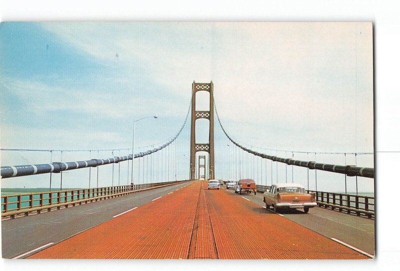 Mackinac Michigan MI Vintage Postcard Mackinac Straits Bridge