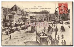 Postcard Old Nice Place Massena Casino Municipal Tramways