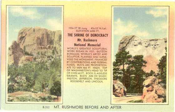 Mount Rushmore, Before and After, National Memorial, South Dakota, SD, Linen