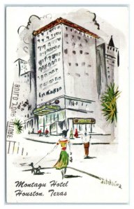 HOUSTON, Texas TX ~ Artist View MONTAGU HOTEL Roadside Advertising 1956 Postcard