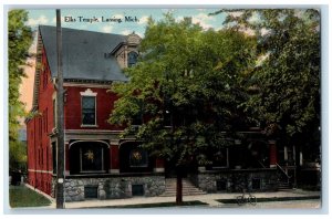 1911 Elks Temple Exterior Building Lansing Michigan MI Vintage Antique Postcard