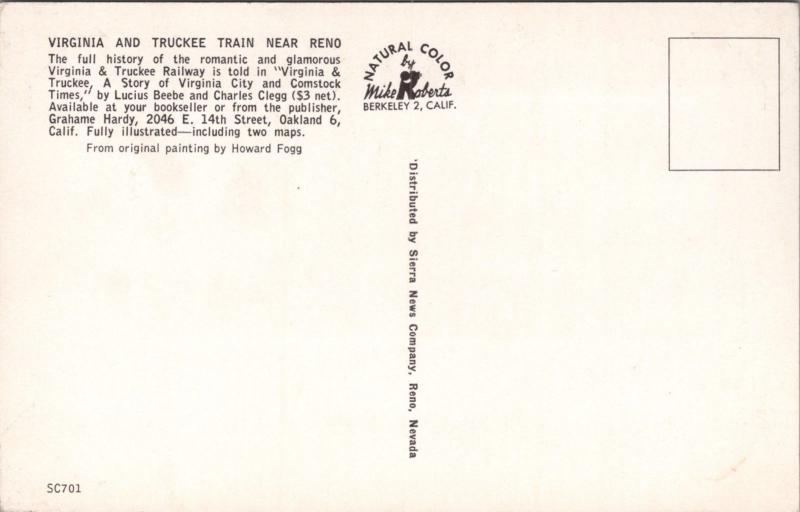 Virginia and Truckee Train Railway near Reno Nevada Howard Fong Art Postcard D40