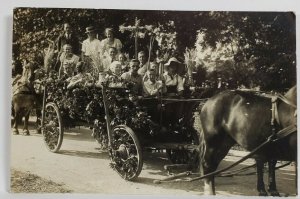 RPPC Parade Wagon Farmers Horse Decorated Cart c1900s Postcard R5