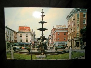 1950s Memorial Fountain Public Square Chambersburg PA Civil War Antique Postcard