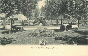 City Park Scene Colorado News Cheyenne Wyoming C-1910 Postcard 20-7282