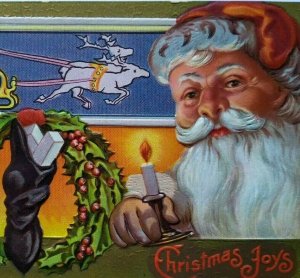 Santa Claus Vintage Christmas Joys Postcard Deep Embossed Card Series 2 Unused