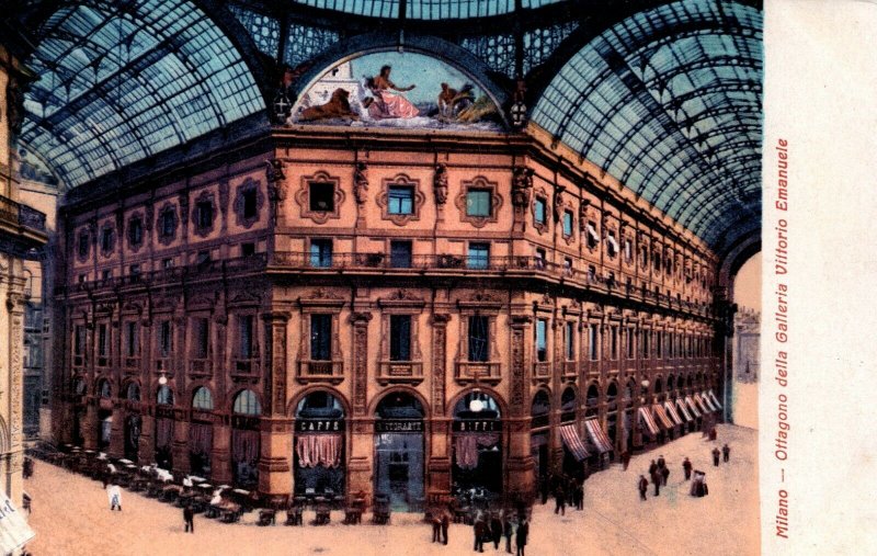 Italy Milano Ottagono della Galleria Vittorio Emanuele Milan Postcard 08.86