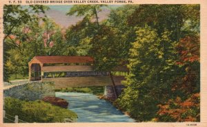 Pennsylvania PA,1957 Old Covered Over Valley Creek, Valley Forge, Postcard