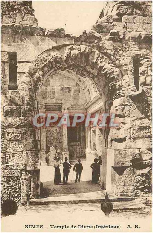 Postcard Old Nimes Temple of Diana (Interior)