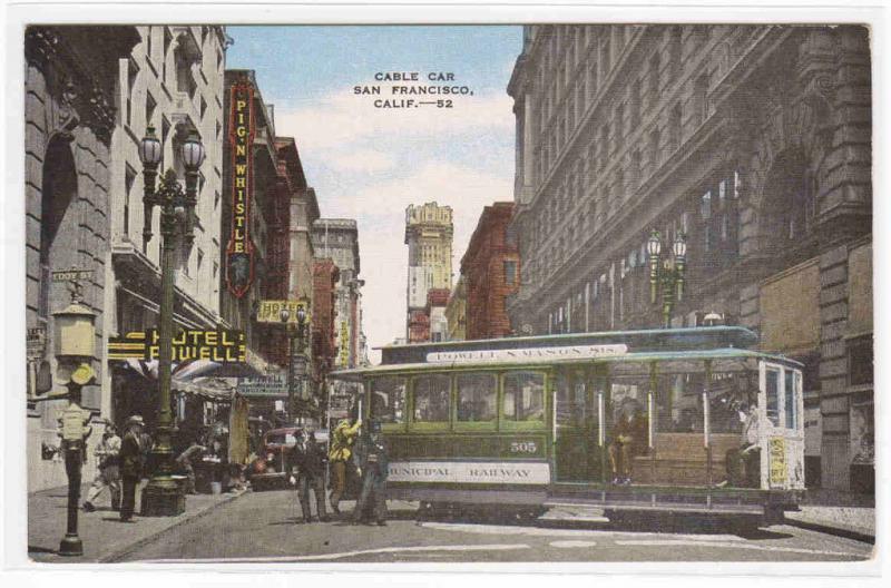 Cable Car Streetcar Turntable Street San Francisco California postcard