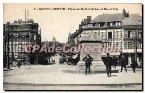 Postcard Old Saint Quentin Place of Eight Street in October and Isle
