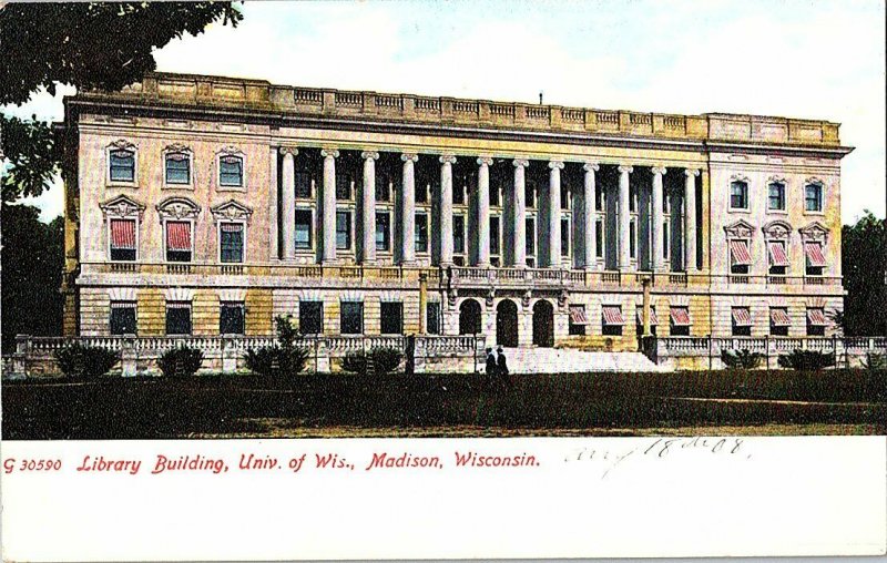Library Building Univ. of Wis. Madison WI Vintage Postcard Standard View Card 