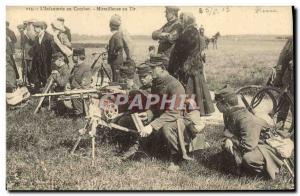 Postcard Old L & # 39Infanterie In Combat Machine Gun At Shooting Army