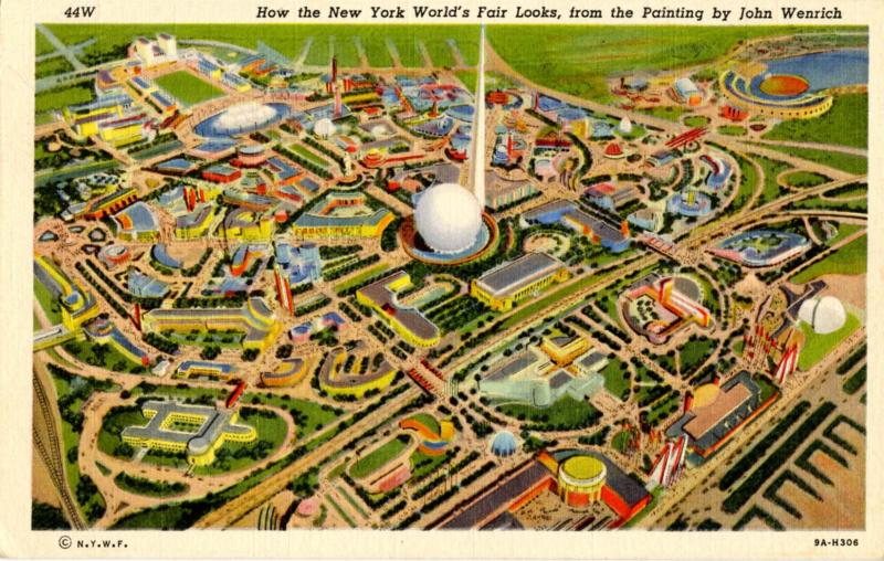 NY - New York World's Fair, 1939. Aerial View of Site  (Painting by John Wenr...