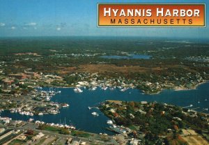 Postcard Hyannis Harbor Aerial Panoramic View Surrounding Hyannis Massachusetts