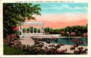 Alabama Mobile Memorial Park Soldiers and Sailors Monument 1935