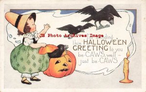 326093-Halloween, Whitney No WNY24-6, Young Witch, Crows Flying out of JOL