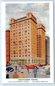 BALTIMORE, MD Maryland  SOUTHERN HOTEL  c1950s  Cars  Roadside Postcard