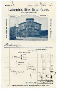 1903 Lahnstein's Hotel Royal Cassel Letter Head Bill #DK