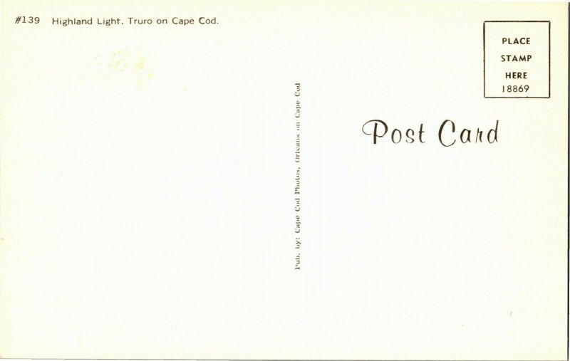 Highland Light, North Truro, Cape Cod MA Vintage Postcard D66