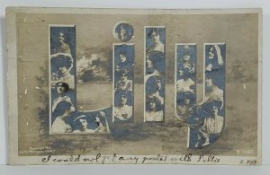 Rppc LILY Large Letter VICTORIAN WOMEN 1906 MARTINSBURG WV Welshans Postcard N10