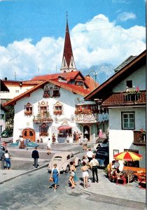 Seefeld, Tyrol Austria  STREET SCENE  Outdoor Cafe~Cars/VW Bug  4X6 Postcard