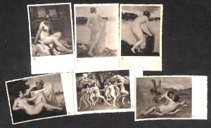 Lot of 6 vintage fine art photo postcards nude in paintings by THORMA c.1930s