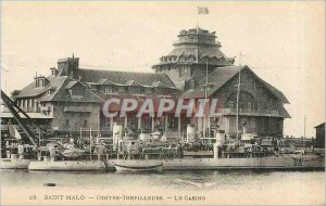 Old Postcard Saint Malo Against Torpedo Casino Boat