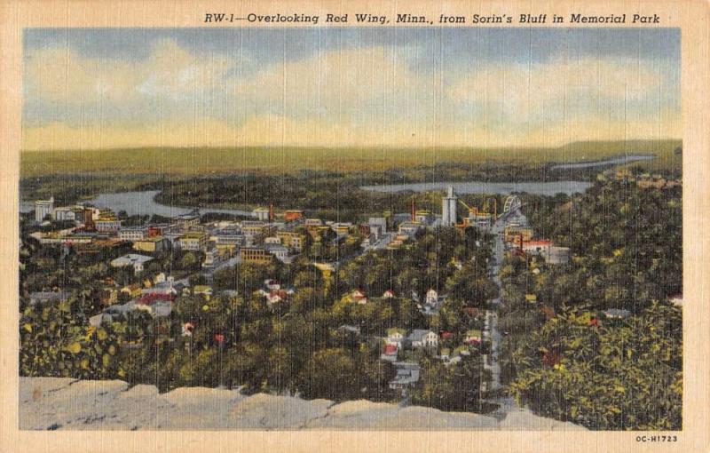 Red Wing Minnesota Sorins Bluff Memorial Park Linen Antique Postcard K12104