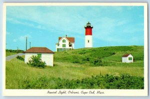 Cape Cod Massachusetts MA Postcard Nauset Lighthouse Scenic View c1960's Vintage