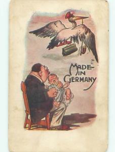 Pre-Linen Comic STORK FLIES AWAY AFTER DELIVERING BABY AB8866