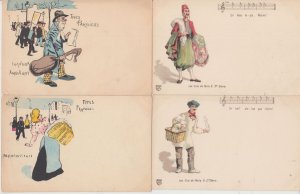 TYPES PARISIENS 16 Vintage Litho Art Postcards pre-1920 (L5165)