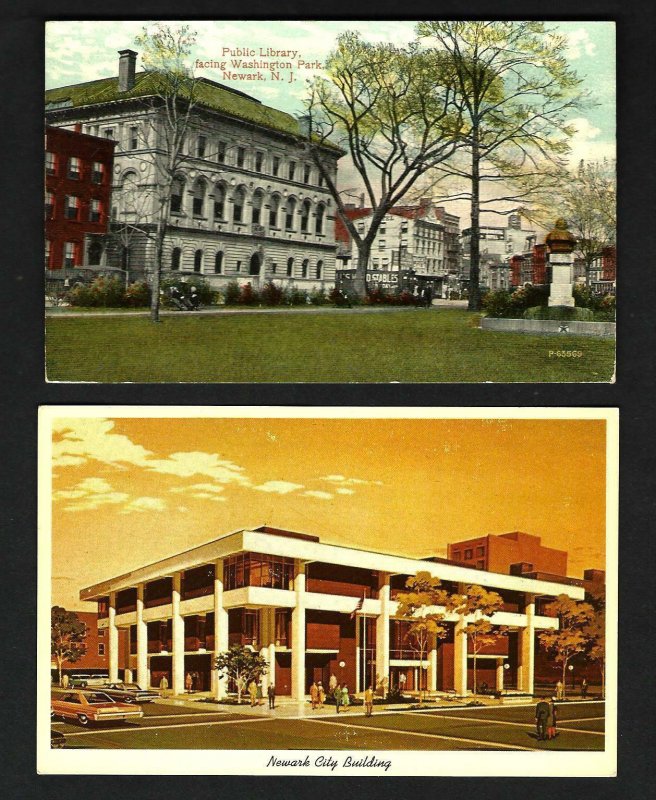 L42 Newark, N.J. 1920s  Library Wash. Park Stables, City Building 1960s Cars