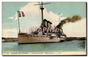 Old Postcard warship cruiser Edgar Quinet Breastplate