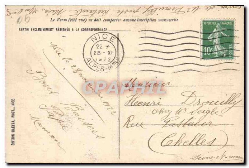 Postcard Old Airplane Nice Menton