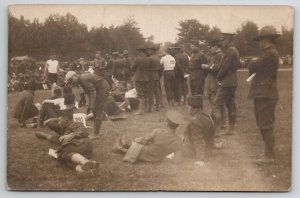 RPPC Military Soldiers Sports Event 1919 Baseball Player And Track Postcard Q27