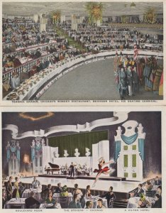 Illinois Chicago Wonder Restaurant Ice Skating Carnival USA 2x Old Postcard s