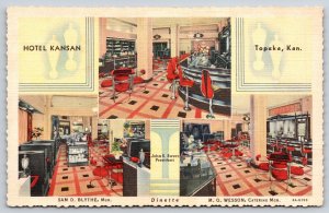Topeka Kansas~Hotel Kansan Dinette~ART DECO Interior Views~1936 Linen Postcard