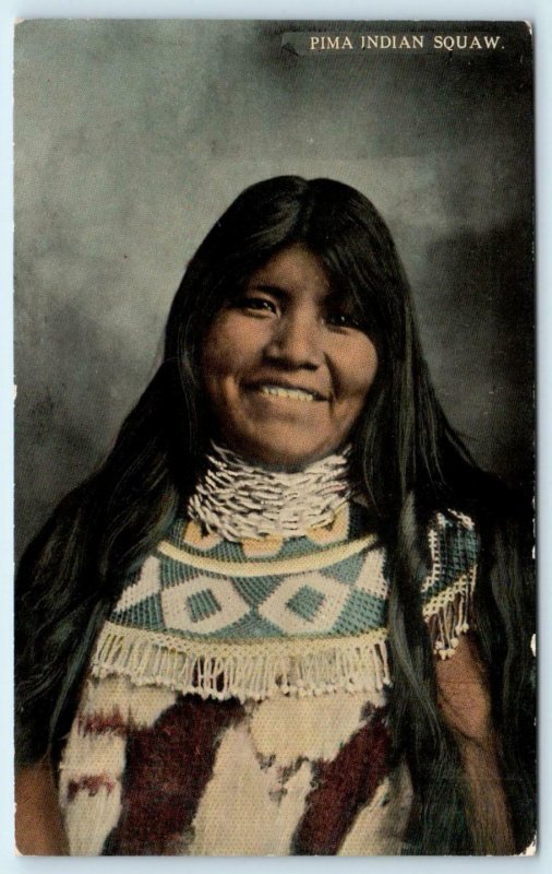 SALT or GILA RIVER RESERVATION, AZ  Native American PIMA SQUAW  c1910s Postcard