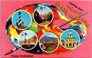 North Carolina Greetings From A Colorful Variety Vacationland