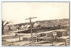 1913 Storm Damage Disaster Lumber Yard Residence RPPC Photo Unposted Postcard