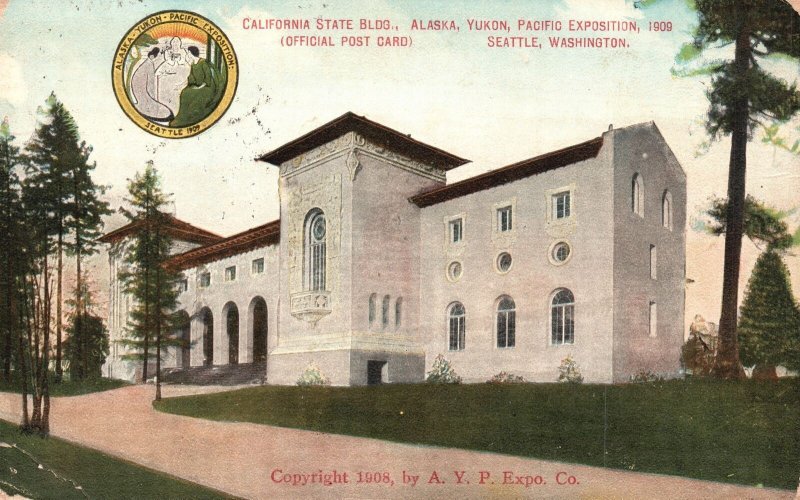 Vintage Postcard 1910's California State Building Alaska Yukon Pacific Expositio
